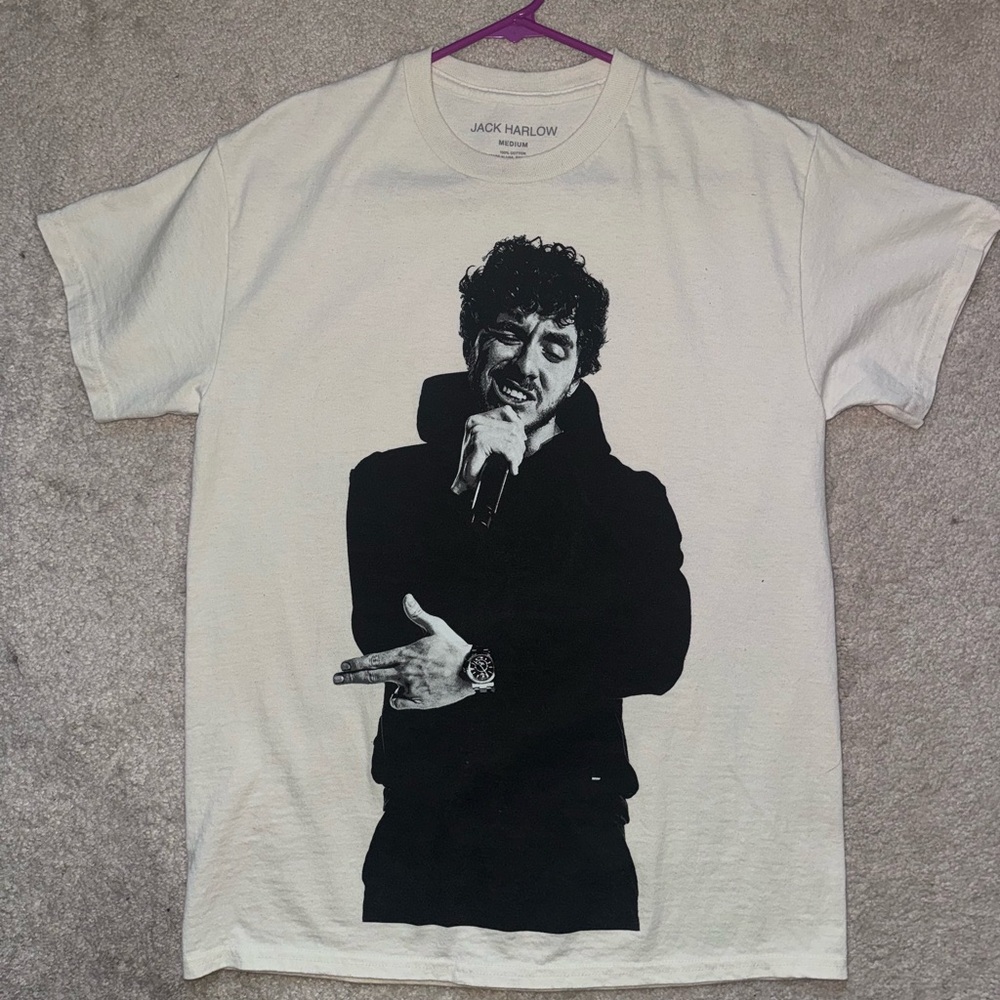 Jack Harlow Official Tour Merch Black and Cream Graphic Tee - Medium